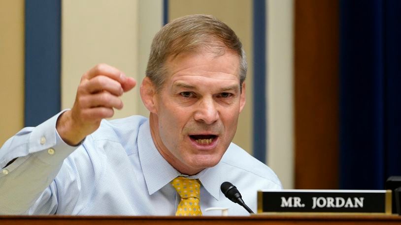 Rep. Jim Jordan, R-Urbana, was one of five GOP picks by House Minority Leader Kevin McCarthy for the Democrat-led Jan. 6 select committee to investigate the deadly attack on the U.S. Capitol. (AP Photo/Susan Walsh, Pool)