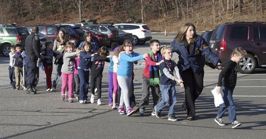 Children of Sandy Hook Elementary as they're led away during the Adam Lanza shooting