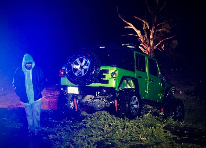 Tree falls on Jeep