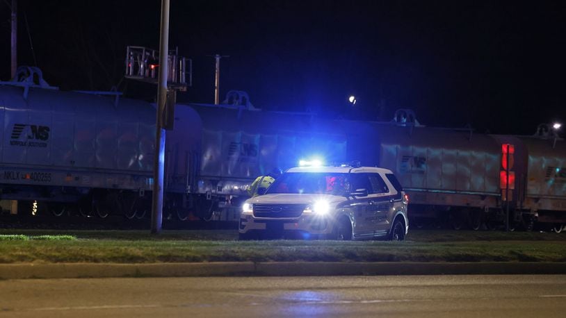 Police on the scene after a train crashed into a vehicle in Middletown on March 28, 2024 | Nick Graham, Staff