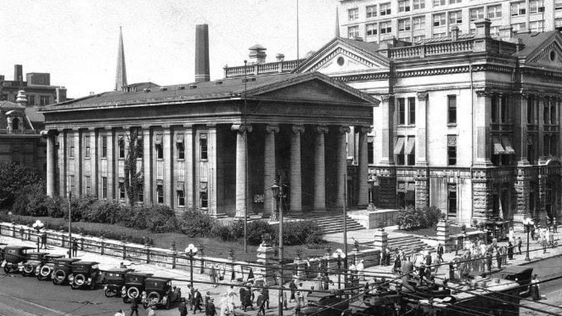 The Old Montgomery County Courthouse which opened in 1850 with the 'new' courthouse, built in 1884.