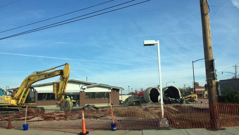 Demolition on the northwest corner of Central Avenue and Main Street set the stage for redevelopment.