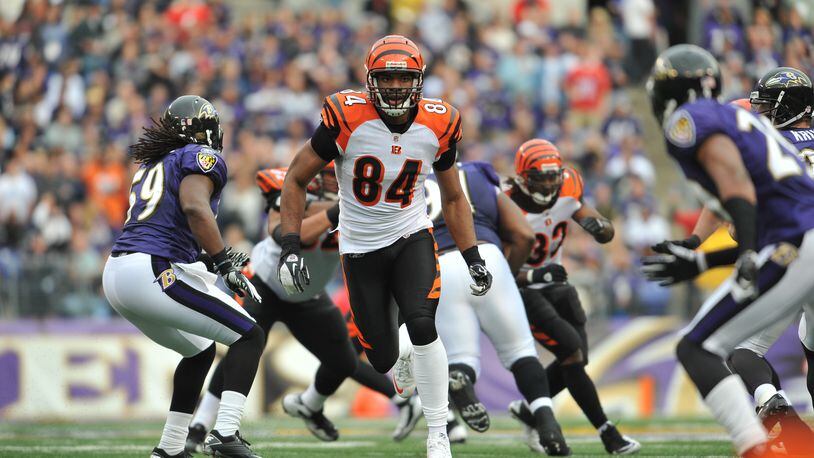 BALTIMORE - NOVEMBER 20: Jermaine Gresham #84 of the Cincinnati Bengals runs downfield against the Baltimore Ravens at M&T Bank Stadium on November 20, 2011 in Baltimore, Maryland. The Ravens defeated the Bengals 31-24. (Photo by Larry French/Getty Images)