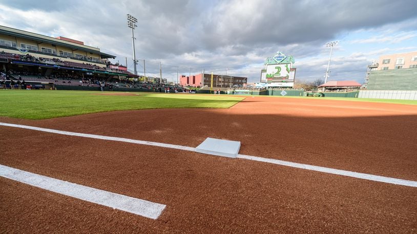 The Dayton Dragons and Lansing Lugnuts both played their opening games of the 2024 season on Friday, Apr. 5 at Day Air Ballpark in downtown Dayton. A crowd of 8,328 were in attendance to witness the Lugnuts defeat the Dragons by a score of 1-0. TOM GILLIAM/CONTRIBUTING PHOTOGRAPHER