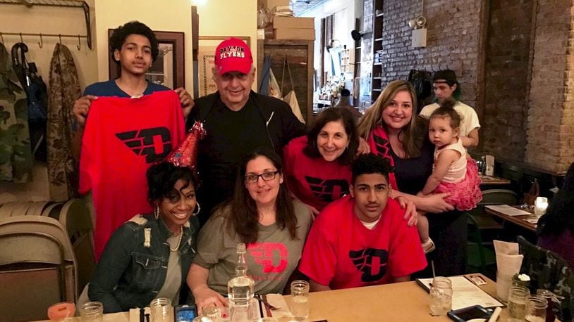 Obadiah Toppin poses for a photo with his family after signing with the Dayton Flyers in New York City on Tuesday, May 16, 2017. Contributed photo