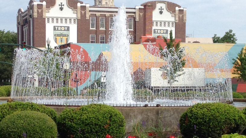 Downtown Troy and its traffic circle fountain looks postcard perfect in this photo taken June 22 by Richard Boyd while on a bike ride from his Tipp City home.