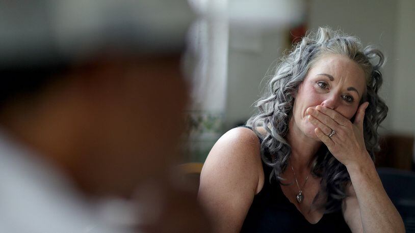 Lisa Geist cries as she talks about her 17 year-old daughter, Brieze McCabe, in Kulpmont, Pa., on July 5, 2018. Her daughter died of an apparent drug overdose. The parents struggled to help her when they found out last fall that she was using heroin. There’s only one rehab facility in the state that takes teenagers on medical assistance, as Brieze was. (David Maialetti/Philadelphia Inquirer/TNS)