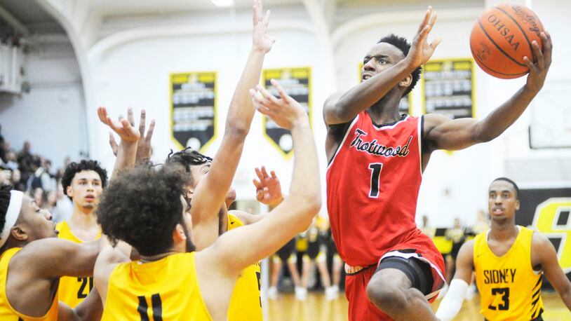 Trotwood’s Amari Davis scored a game-high 36 points. Trotwood-Madison defeated host Sidney 90-69 in a boys high school basketball game on Friday, Jan. 25, 2019. MARC PENDLETON / STAFF
