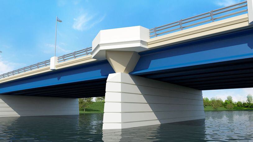 An artist’s rendering depicts the new Keowee Street bridge over the Great Miami River. SUBMITTED