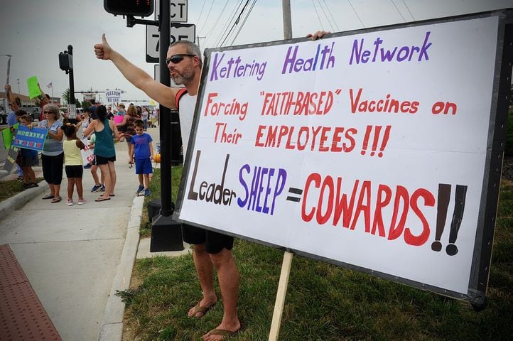 PHOTOS: COVID vaccine protest at Kettering Health