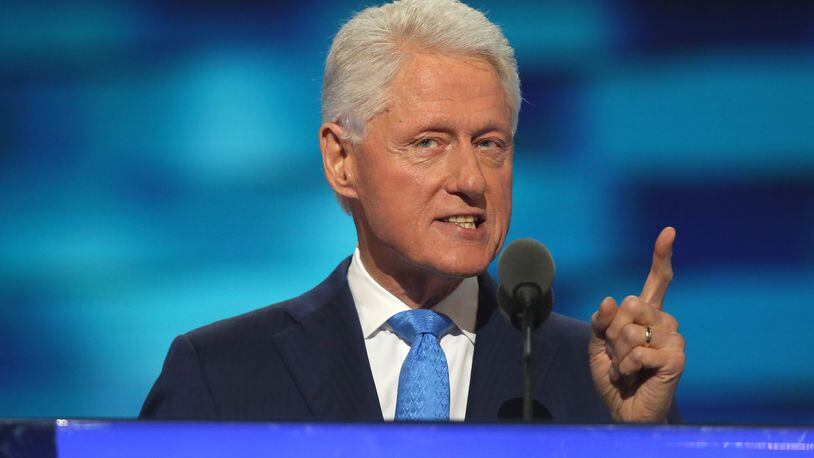 PHILADELPHIA, PA - JULY 26: Former US President Bill Clinton delivers remarks on the second day of the Democratic National Convention at the Wells Fargo Center, July 26, 2016 in Philadelphia, Pennsylvania. Democratic presidential candidate Hillary Clinton received the number of votes needed to secure the party's nomination. An estimated 50,000 people are expected in Philadelphia, including hundreds of protesters and members of the media. The four-day Democratic National Convention kicked off July 25. (Photo by Joe Raedle/Getty Images)