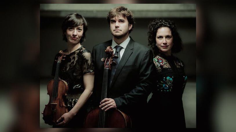 University of Dayton’s ArtsLIVE presents award-winning chamber ensemble Trio Karénine, (left to right) Charlotte Juillard, Louis Rodde and Paloma Kouider, in a Vanguard Legacy Concert in UD’s Sears Recital Hall on Sunday, Oct. 30.