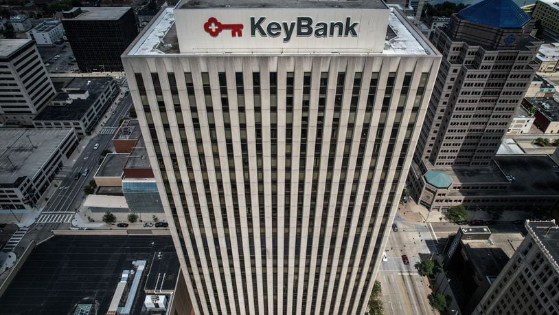 The keyBank Tower in downtown Dayton was opened in 1976. The building was once maned MeadWestvaco Tower until KeyBank gained naming rights in 2008. The tower has 27 floors and stands 384 feet high. JIM NOELKER/STAFF