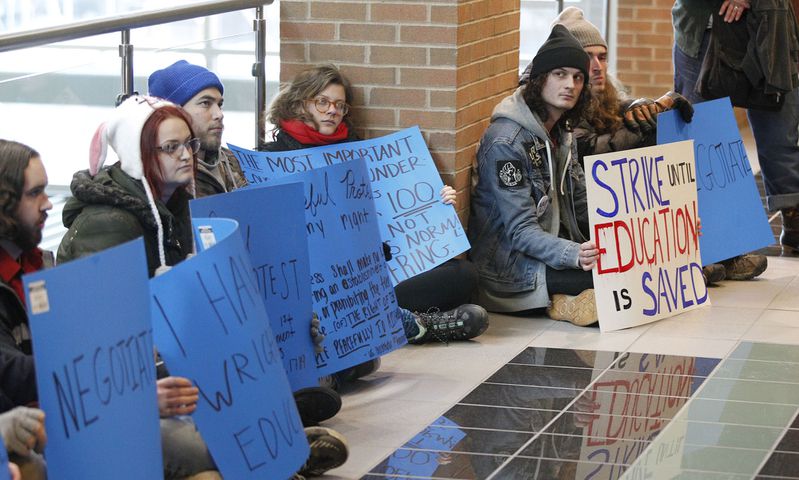 PHOTOS: WSU Faculty strike, President teaches, Students sit-in