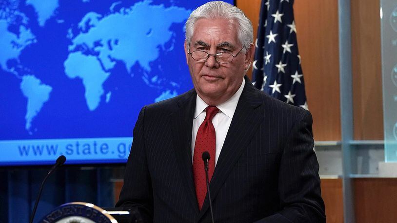 WASHINGTON, DC - MARCH 13: Outgoing U.S. Secretary of State Rex Tillerson makes a statement on his departure from the State Department March 13, 2018 at the State Department in Washington, DC. President Donald Trump has nominated CIA Director Mike Pompeo to replace Tillerson to be the next Secretary of State. (Photo by Alex Wong/Getty Images) *** BESTPIX ***