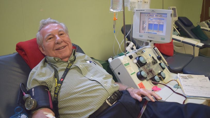 Ivan Patterson of Greenville making his 500th donation. CONTRIBUTED