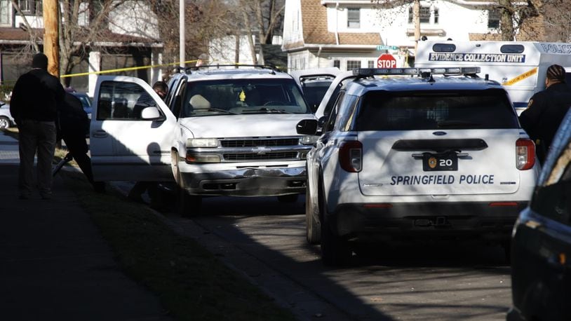 Police responded to a report of a man shot in the head in a vehicle on Mason Street Tuesday, Feb. 6, 2024. BILL LACKEY STAFF
