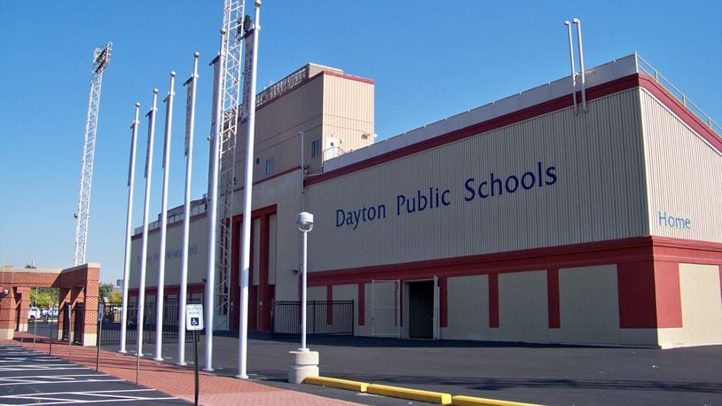 A recent exterior view of Welcome Stadium, which hosts Dayton Public Schools football games as well as the district's athletic offices.