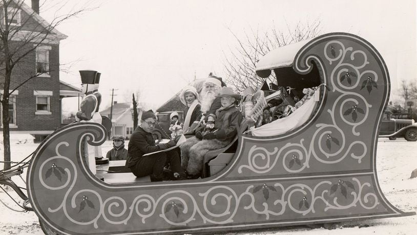 Rike’s Department Store in Dayton held a Thanksgving Day parade, called Rike’s Toy Parade, in Dayton from 1923 to 1942. A highlight was Santa Claus and his elves in a giant sleigh. The annual tradition ended when World War II began. RIKE’S HISTORICAL COLLECTION, SPECIAL COLLECTIONS & ARCHIVES, WRIGHT STATE UNIVERSITY