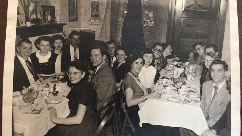 Holidays were celebrated together. Pictured is the group's annual Thanksgiving party from 1953. CONTRIBUTED