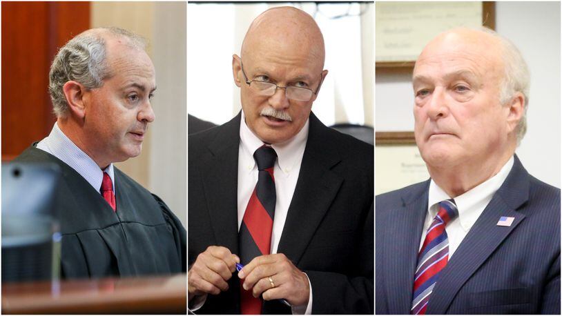 From left: Butler County Common Pleas Judge Greg Stephens; Butler County Assistant Prosecutor Dan Ferguson; and Butler County Prosecutor Michael Gmoser. STAFF FILE PHOTOS