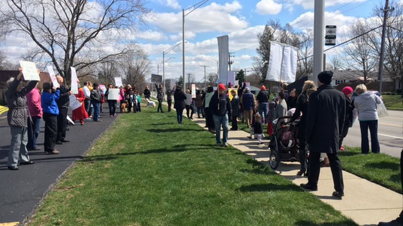 Both sides in the abortion debate rallied outside the Women’s Med Center, 1401 E. Stroop Road, Kettering Sunday march 20, 2016. (Lauren Stephenson/Staff)