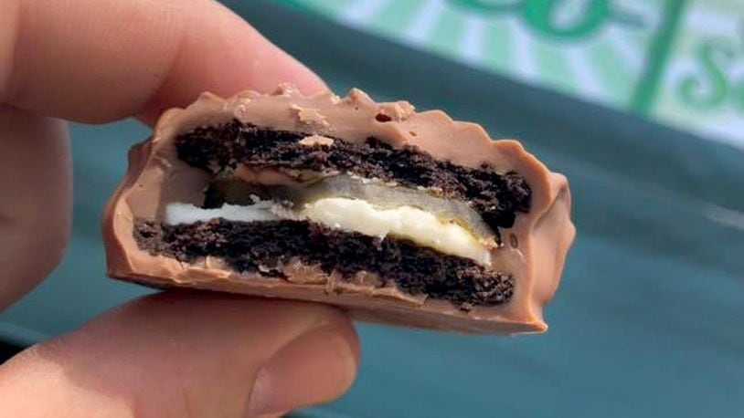 An Oreo pickle cookie is the latest creation from Grandpa Joe's Candy Shop. CONTRIBUTED PHOTO