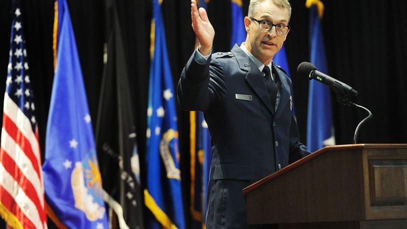 Brigadier General Scott A. Cain, assumed command of the Air Force Research Laboratory (AFRL) Monday, June 5, 2023 at the National Museum of the U.S. Air Force. MARSHALL GORBY\STAFF