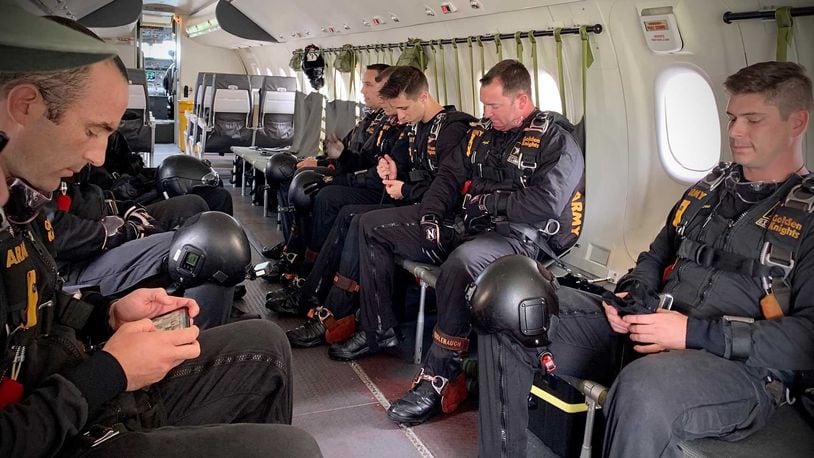 The U.S. Army Golden Knights prepare for a practice jump before the Dayton Air Show / Marshall Gorby, STAFF