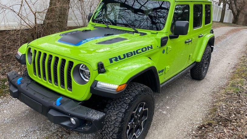 This bright (emphasis on bright) green exterior has bright blue highlights that may seem to clash, but the bright blue indicates the hybrid 4Xe nature of this Wrangler. Contributed