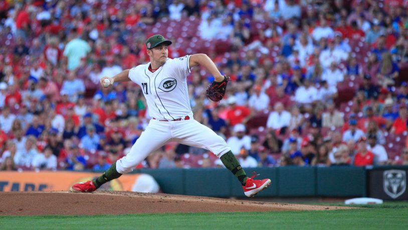 Reds starter Trevor Bauer pitches against the Cubs on Friday, Aug. 9, 2019, at Great American Ball Park in Cincinnati. DAVID JABLONSKI / STAFF