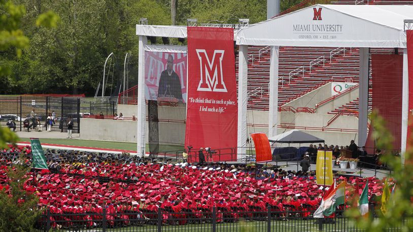 Miami University will conduct a series of graduations outdoor at Yager Stadium through Sunday evening. (File Photo\Journal-News)