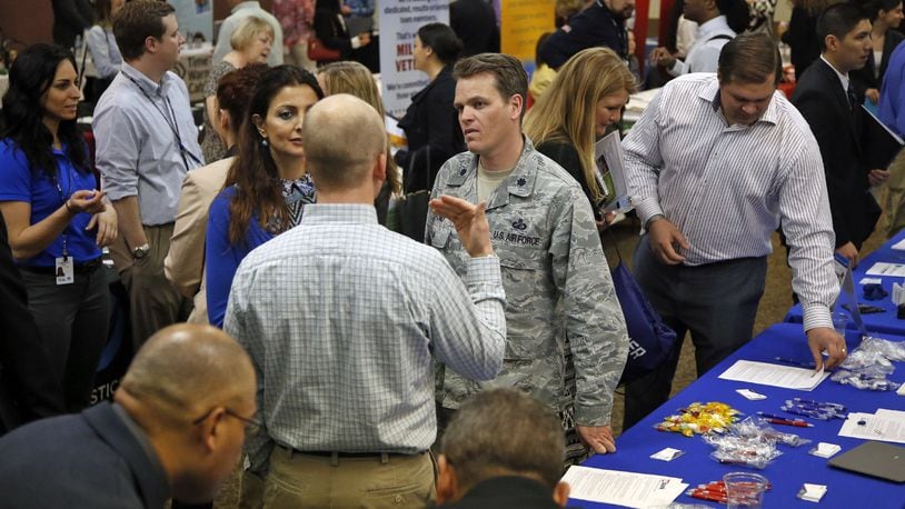 A job fair at the Hope Hotel and Conference Center at Wright-Patterson Air Force Base in 2016. TY GREENLEES / STAFF FILE PHOTO