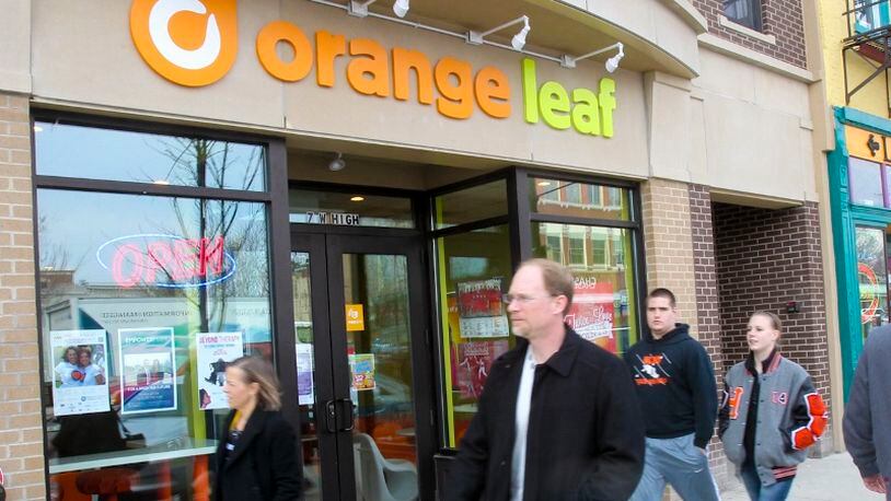 This 2013 file photo shows the Orange Leaf frozen yogurt shop in Oxford. GREG LYNCH/STAFF