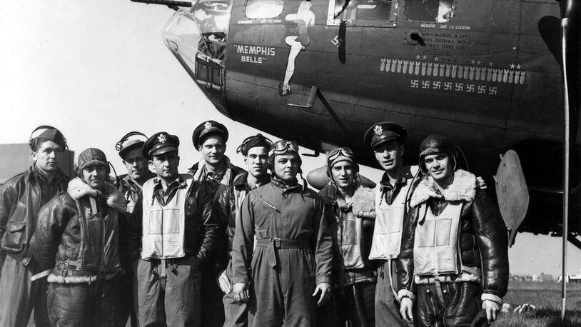 The B-17 “Memphis Belle” and crew. (U.S. Air Force photo)