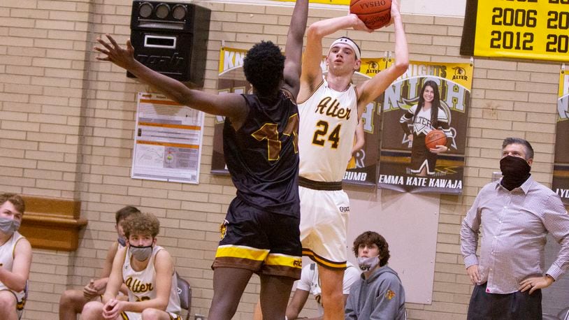Alter High School junior Jacob Conner during a game vs. Cincinnati Roger Bacon on Friday, Jan. 29, 2021. Jeff Gilbert/CONTRIBUTED