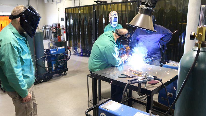 Clark State Community College students learn new skills in the welding lab. (Clark State Community College photo)