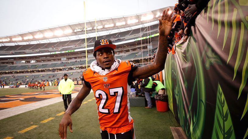 Dre Kirkpatrick of the  Bengals shakes hands with fans as he walks off of the field at the end of the game against the  Eagles at Paul Brown Stadium on December 4, 2016. Cincinnati defeated Philadelphia 32-14.
