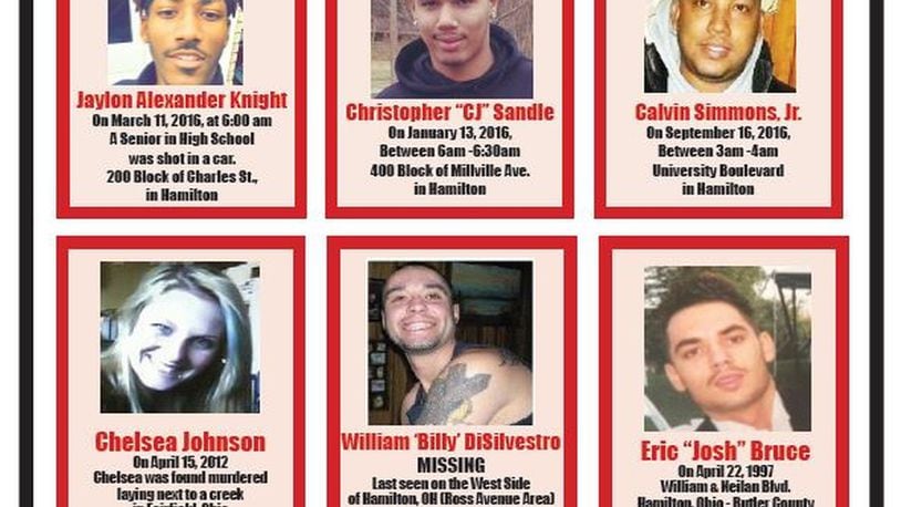 Poster featuring Butler County unsolved homicides. SUBMITTED