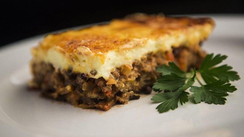 Moussaka, a layered dish of lamb, eggplants, and potatoes topped with a bechamel sauce, is photographed in the Post-Dispatch studio Wednesday, June 27, 2018. (Ryan Michalesko/St. Louis Post-Dispatch/TNS)