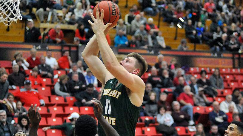 Wright State’s Loudon Love puts up a shot during Saturday’s win at Youngstown State. JAY MORRISON/STAFF