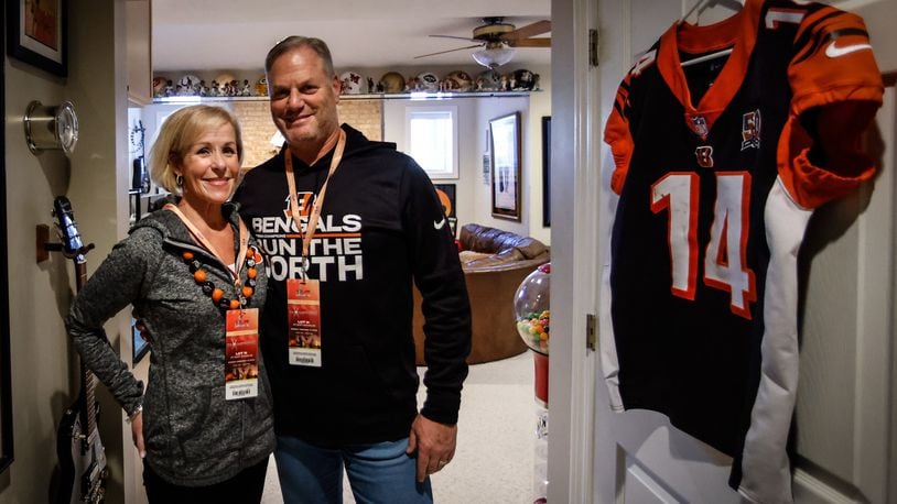 Cincinnati Bengals super fans Suzanne and Steve Millard, who have been season ticket holders for 30 years, recently purchased tickets to Super Bowl LVI in Inglewood, California. The franchise gave the Washington Twp. couple tickets to Super Bowl LII in 2018, paying for travel and lodging, as well. JIM NOELKER/STAFF