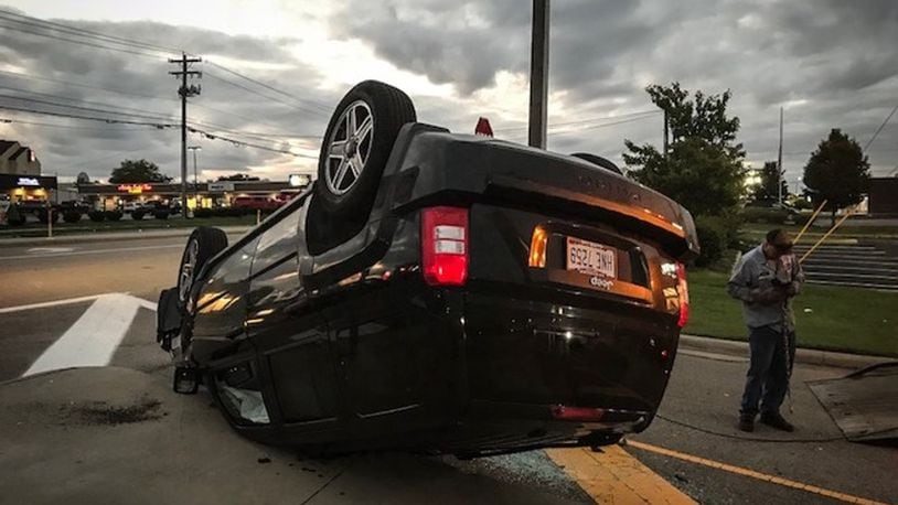 Authorities said the stolen Jeep driven by Alyssa Irwin-DeBraux Sept. 11 flipped on Ohio 741 near the Dayton Mall while seeking to avoid police. The wreck near Ohio 725 came minutes after a fatal crash involving a police cruiser pursuing the Jeep. FILE