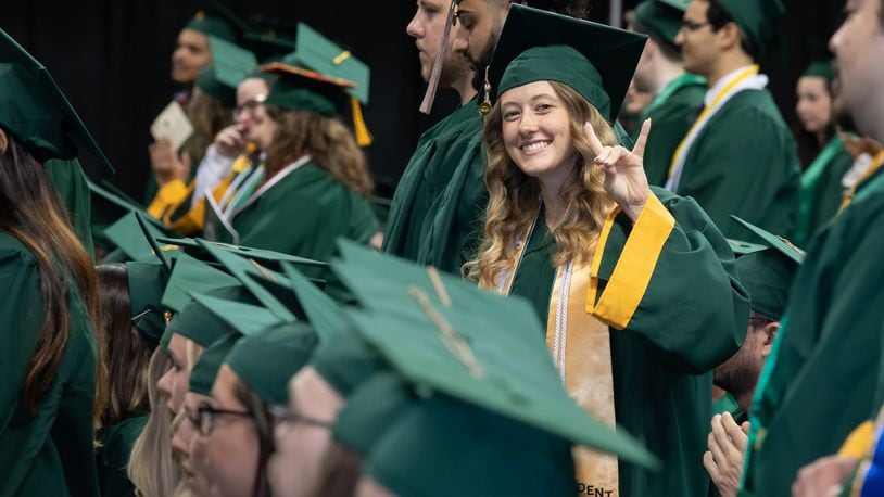 Wright State University conducted graduation ceremonies April 27-29, 2023 for its spring grads. The college gave out 1,603 diplomas. Ceremonies had guest speakers and a video message from Ohio Gov. Mike DeWine. CONTRIBUTED/WRIGHT STATE