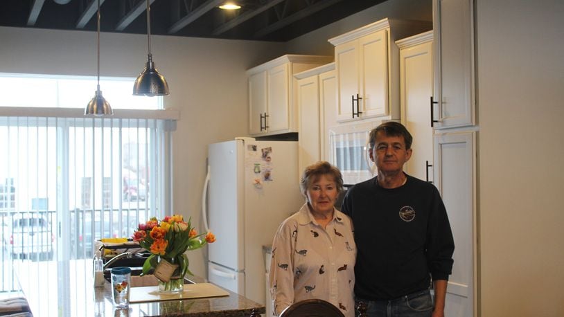 Terri and Andrew Feeser earlier this year relocated to City View in downtown Dayton from Beavercreek. CORNELIUS FROLIK / STAFF