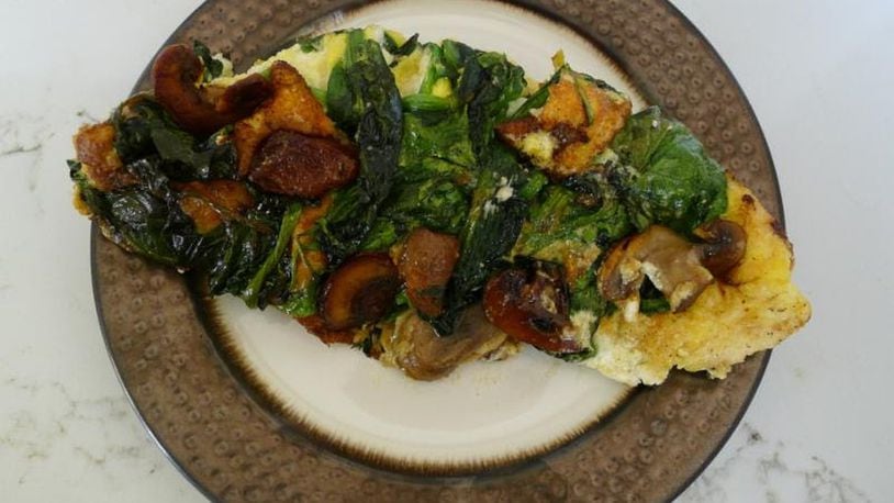 Puffy Inside-Out Spinach Omelet Souffle