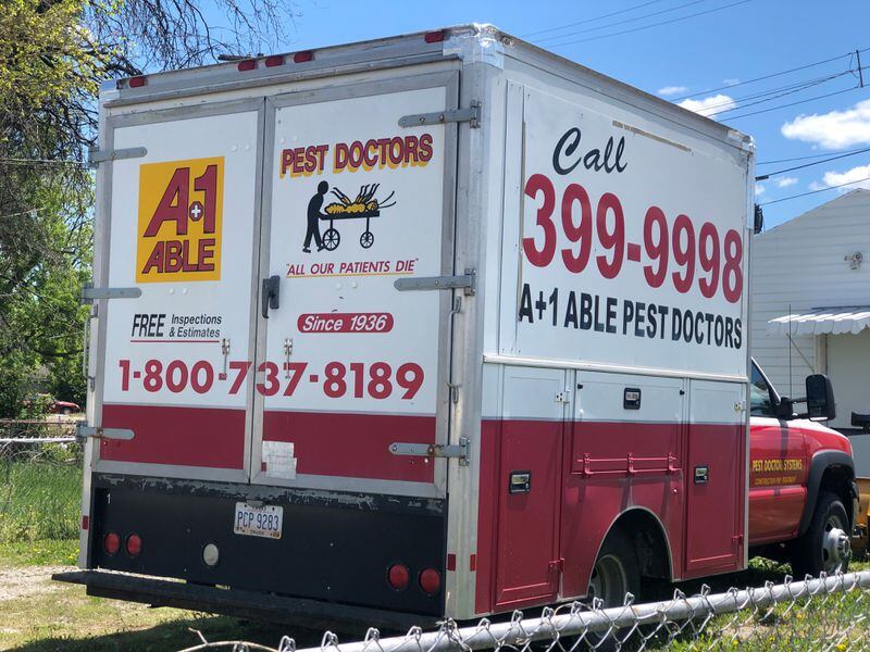 A truck for A-1 Able Pest Doctors in Dayton.  The company's slogan is 