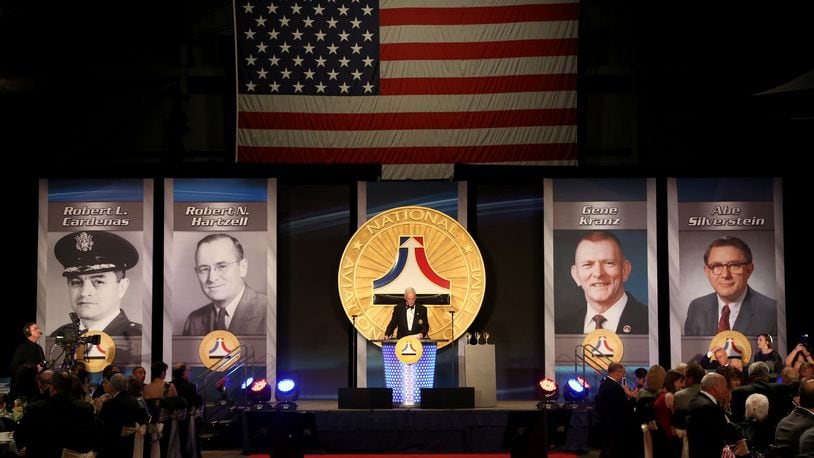 At the 2015 National Aviation Hall of Fame ceremony Apollo 13 astronaut James A. Lovell received the first Neil Armstrong Outstanding Achievement Award. The event was held at the National Museum of the United States Air Force. LISA POWELL / STAFF FILE PHOTO