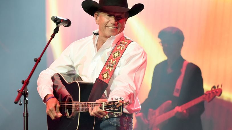 NASHVILLE, TN - NOVEMBER 12:  In this handout photo provided by The Country Rising Fund of The Community Foundation of Middle Tennessee, singer-songwriter George Strait performs onstage for the Country Rising Benefit Concert at Bridgestone Arena on November 12, 2017 in Nashville, Tennessee.  (Photo by Rick Diamond/Country Rising/Getty Images)