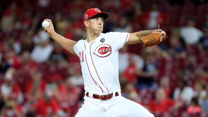 CINCINNATI, OHIO - SEPTEMBER 04:  Michael Lorenzen #21 of the Cincinnati Reds throws a pitch against the Philadelphia Phillies at Great American Ball Park on September 04, 2019 in Cincinnati, Ohio. (Photo by Andy Lyons/Getty Images)